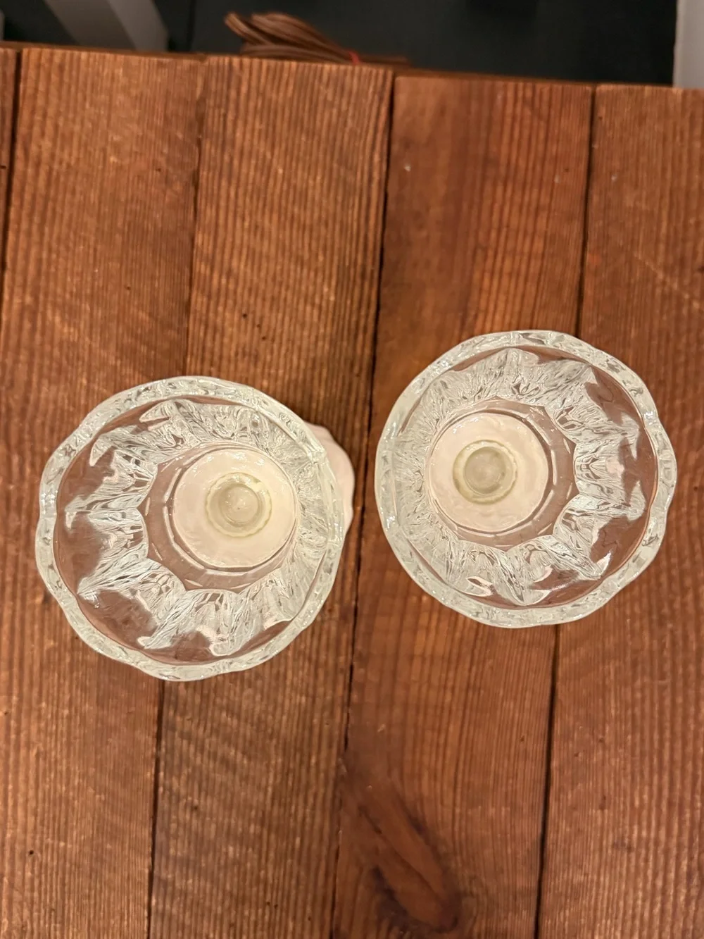 Vintage Oleg Cassini Elegant Cream and Glass Taper or Votive Candle Holders